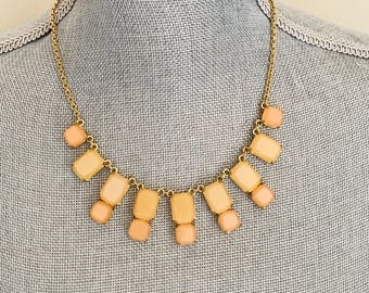 Kate Spade Branton Statement Necklace: Peach & Yellow -  Gold-Tone Stones on Adjustable Gold Tone  Chain