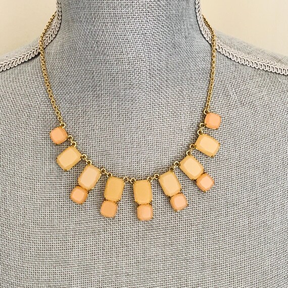 Kate Spade Branton Bib Necklace: Peach & Yellow G… - image 1