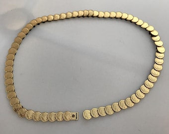Vintage Belt - Gold Tone Coin Belt - 36" Retro Chain Waist Jewelry