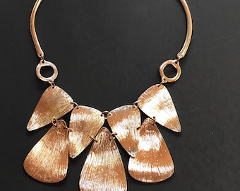 Vintage Chico's Set - Reversible Bib Necklace & Earrings - Gold Tone Statement Jewelry