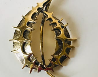 Coro Corocraft Vintage Brooch -  Spiked Gold Tone Brooch  - Mid Century Modern Abstract  Statement Pin- Brutalist