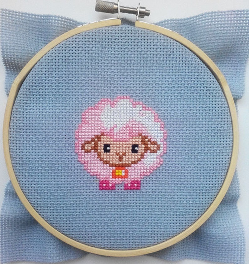 Cross Stitch Pattern PDF Cute Lamb, Pink Sheep - Etsy
