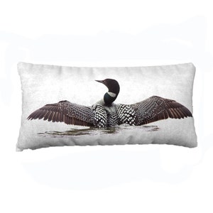 Common Loon Stretching Wings Photographic Pillow (24"x12")