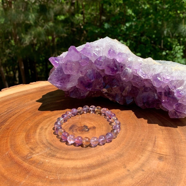 RARE Bolivian Ametrine Bracelet | Chakra Healing | Trystine Bolivianite | Amethyst Citrine | Aura Cleanse Inner Strength Harmony Creativity