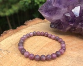 Genuine Lepidolite Bracelet Chakra Healing Crystal Stress Smog Tension EMF Balance Lithium Pink Purple His Hers Unisex