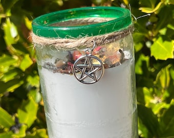 Festival du feu du 1er mai de Beltane, bougie rituelle des 7 jours | Outil d'autel du sabbat païen à base de plantes, pierre de cristal, cadeau de soja, celtique irlandaise, Beltaine