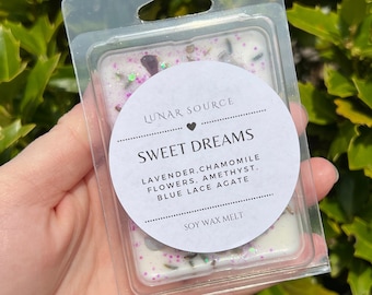 Sweet Dreams Wax Melts | Dream Goddess Selene Magickal Spell Altar Ritual | Lavender Calming Peace Sleep Meditation Crystal Herbal Gift