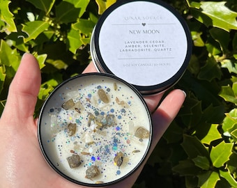 New Moon Magick Ritual Candle | Witchcraft Altar Spell Lunar Cycle Magic Gift Scented Intention Soy Herbal Candle | Deity Hekate Devotional