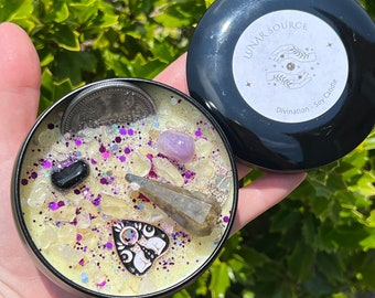 Divination Candle | Intuition Third Eye Herbal Intention Ritual Altar Tool Crystal Stone Spell Pendulum Coin Witchy Gift | Witchcraft Pagan