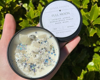 Full Moon Magick Ritual Candle | Witchcraft Altar Spell Lunar Cycle Witchcraft Magic Gift Scented Intention Devotional Soy Herbal Candles