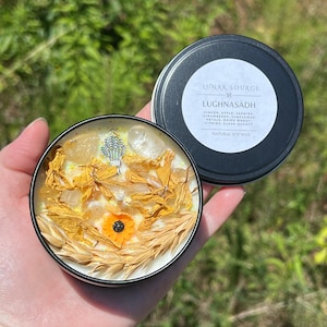 Lughnasadh Candle | Lammas Lugh First Harvest Lughnasa Celebration Intention Pagan Wheel Sabbat Ritual Altar Tool Crystal Stone Scented Gift