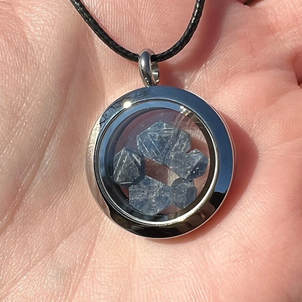 Blue Sapphire Pendant | Sapphire Necklace | Raw Record Keeper Corundum | Blue Sapphire Locket Jewelry | September Birthstone | Courage