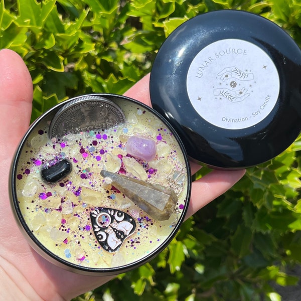 Divination Candle | Intuition Third Eye Herbal Intention Ritual Altar Tool Crystal Stone Spell Pendulum Coin Witchy Gift | Witchcraft Pagan