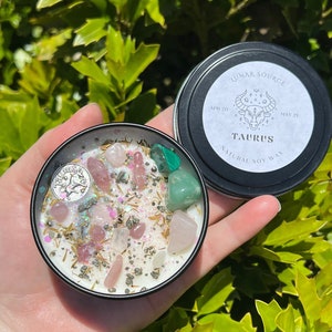 Vela de Touro | Ritual do Signo do Zodíaco de Maio Altar Intenção Feliz Aniversário Presente Temporada de Touro Pingente de Cristal Herbal Nascimento Astrologia Natal