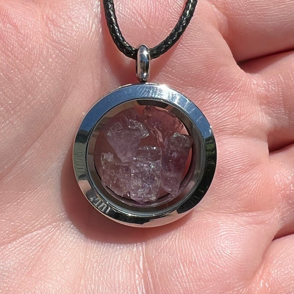 RARE Violet Scapolite Pendant | Lilac Purple Scapolite Locket | Raw Scapolite Jewelry | Petschite Necklace | Spiritual Talisman | Dharma