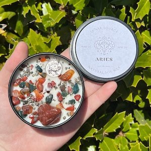 Vela de Áries | Signo do zodíaco ritual altar intenção feliz aniversário presente áries temporada pingente de cristal charme erval nascimento natal astrologia vela