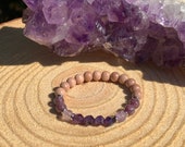 Anxiety Support Meditation Bracelet Amethyst Lilac Lepidolite Lavender Quartz Rosewood Chakra Healing Stones Wisdom Stress Tension Aura