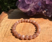 AAA Peach Moonstone Bracelet New Moon Chakra Stone Divine Feminine Pregnancy Goddess Emotional Balance Harmony Pink