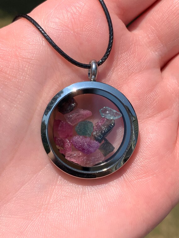 Natural Tourmaline Pendant Rainbow 