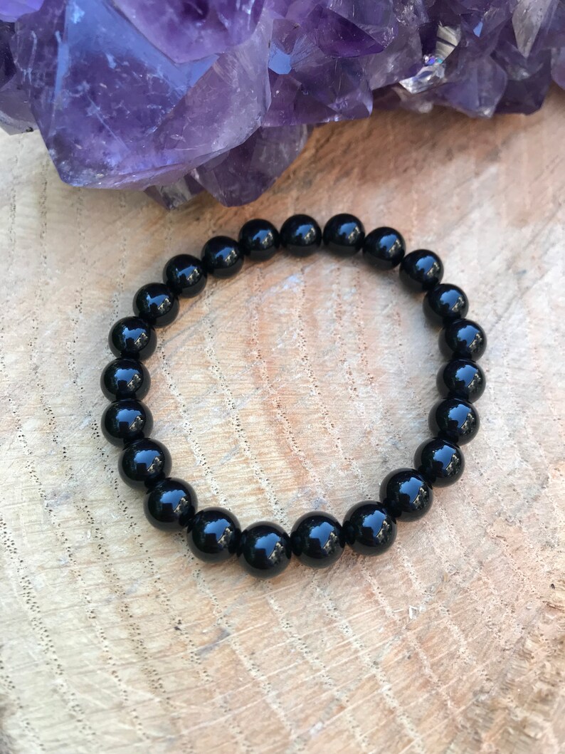 Black Obsidian Bracelet Root Chakra Stone Stress Anxiety Etsy