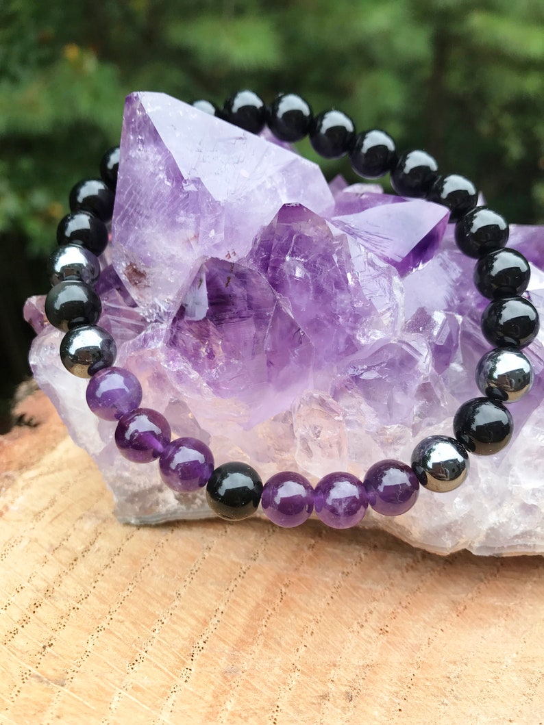 Psychic Attack Shield Bracelet Chakra Healing Crystal Grounding Evil Eye Protection Negative Energy Vampire Balance Aura Cleanse image 2