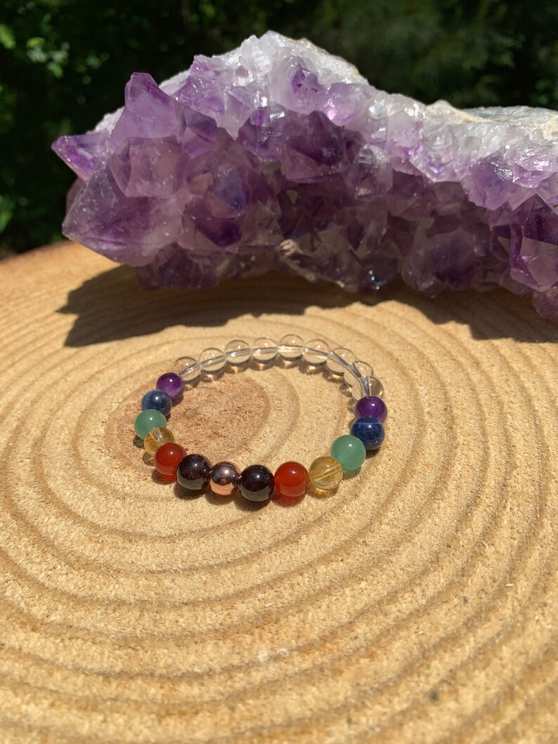 7 Chakra Bracelet Aura Cleanse Protection Grounding - Etsy