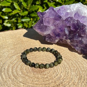 Braccialetto RARO in tormalina verde / Dea Atena / Manifestazione smeraldo cromato Abbondanza / Nuovi inizi / Gioielli in cristallo sacro spirituale