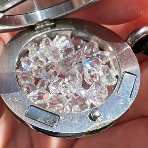 Herkimer Diamond Pendant Double Terminated Herkimer Diamond Quartz Necklace Stainless Steel Locket Pendant Tiny Manifestation Stones image 2