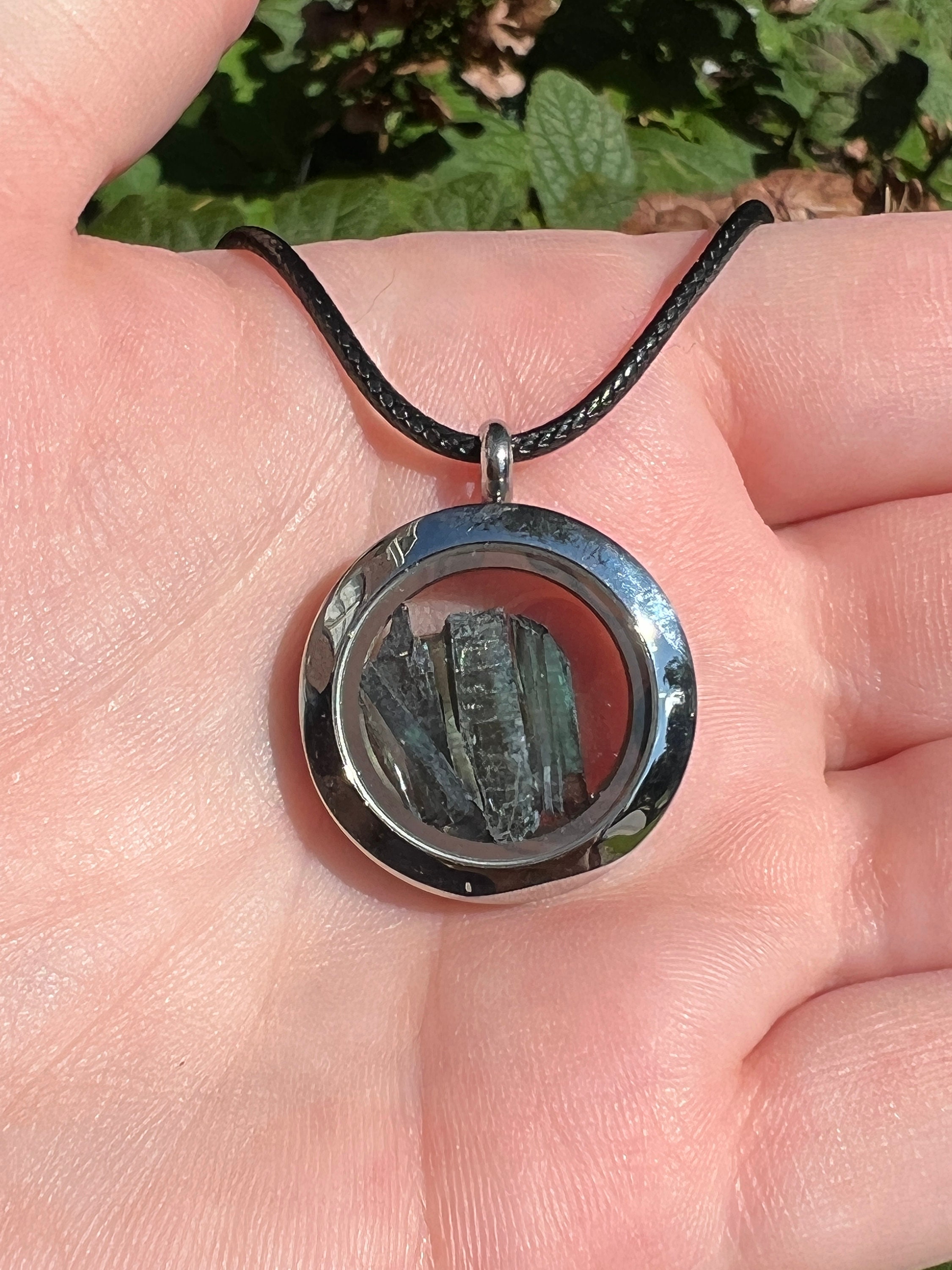 RARE Vivianite Pendant | Gemmy Blue Green Blade Floating Glass Locket Necklace Jewelry | Brazilian Vivianite | Inner Peace Mystic Awakening
