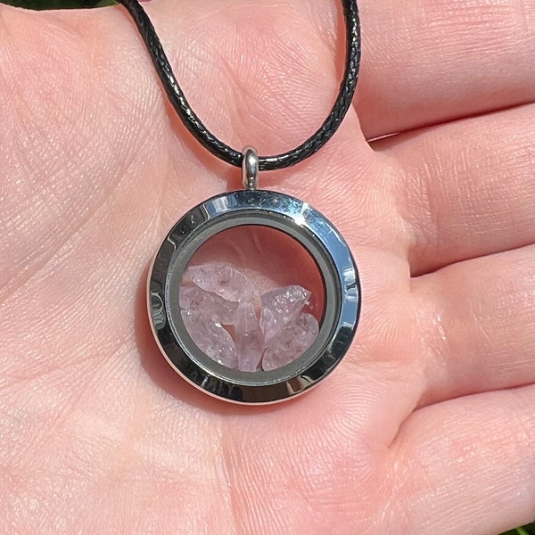 RARE Pink Sapphire Pendant | Unheated Natural Double Terminated Sapphire Necklace | Corundum Steel Floating Locket Jewelry | Winiza Tanzania