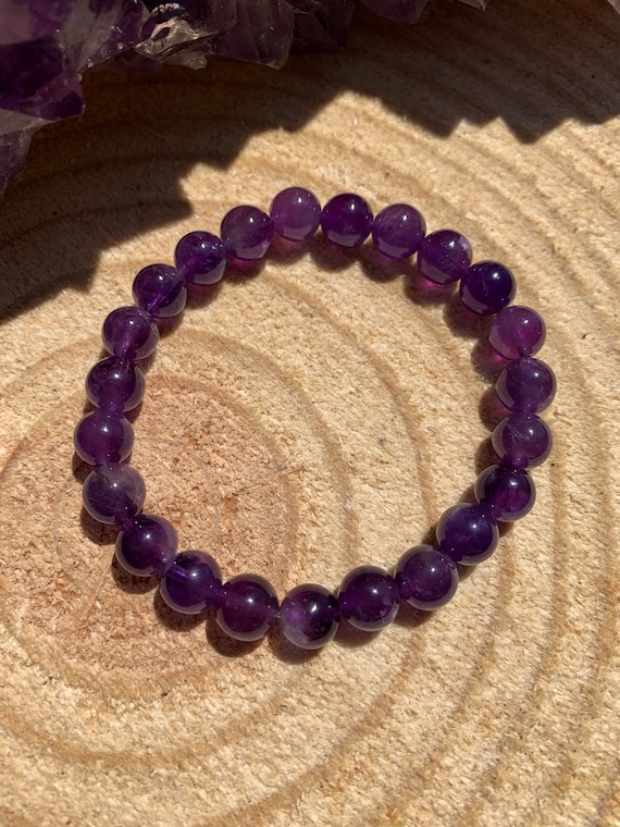 Protection Intuition Dispel Negativity Amethyst Bracelet Peace Harmony Divine Goddess Love Meditation Yoga Mala Chakra Healing