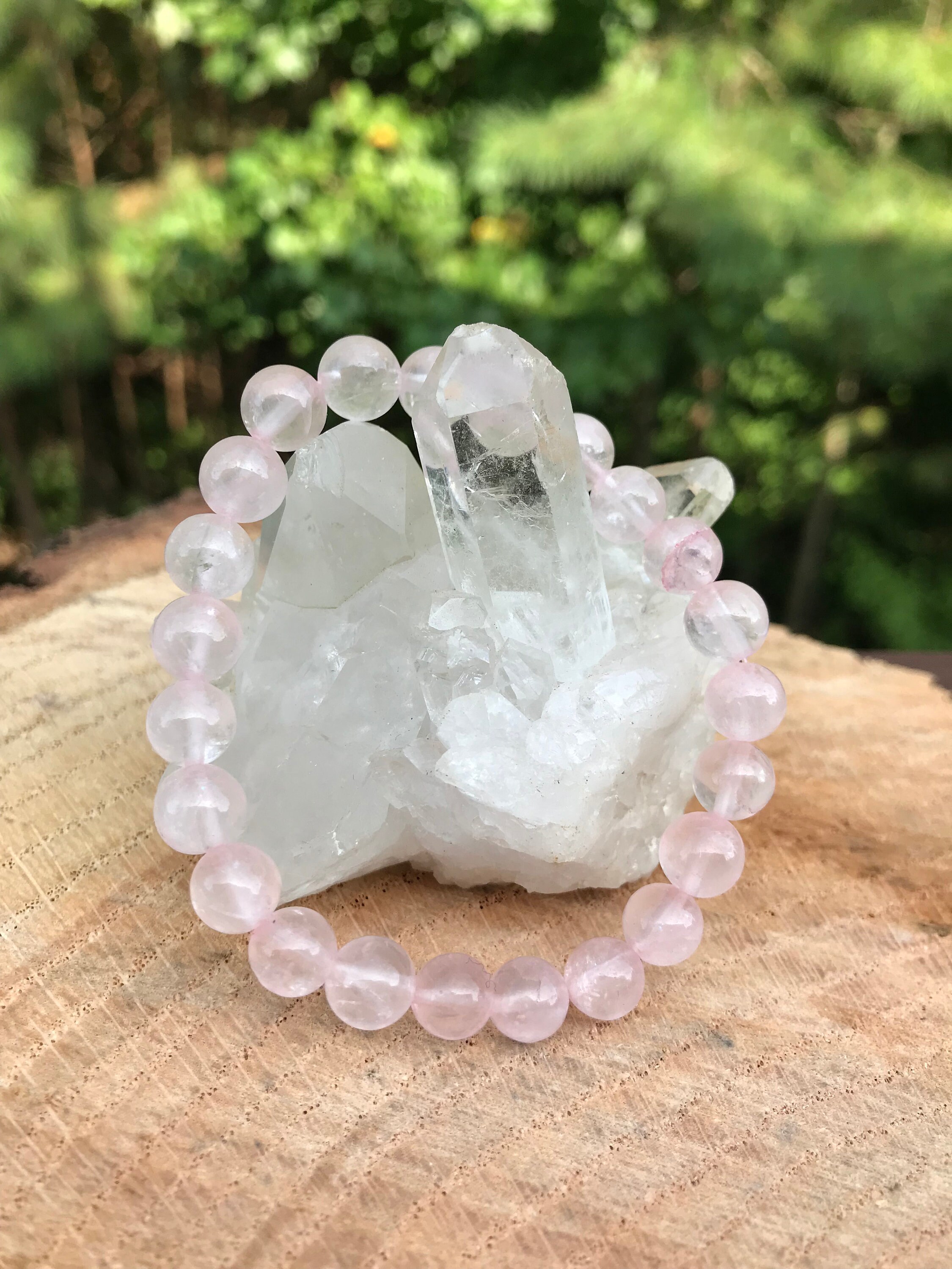 Pulsera de cuarzo rosa / Amor divino de la diosa / Curación de chakras / Piedras preciosas de cristal / Yoga / Meditación / Espiritualidad / Mala de muñeca / Cuentas rosas