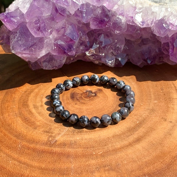 Indigo Gabbro Bracelet | Chakra Healing | Mystic Merlinite | Protection | Grounding | Balance | Past Life | Psychic Powers | Magic | Luck