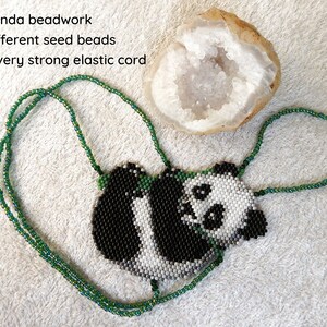 Cute PANDA. Elastic animal beadwork slave bracelet. Beaded finger jewelry. Finger bracelet. Hand jewelry. Ring bracelet. Hand bracelet. image 3