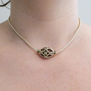 Natural JASPER Fabergé egg gemstone necklace. Beadwork crystal collar. Semi precious stone beaded choker. Beadwork statement necklace. image 6
