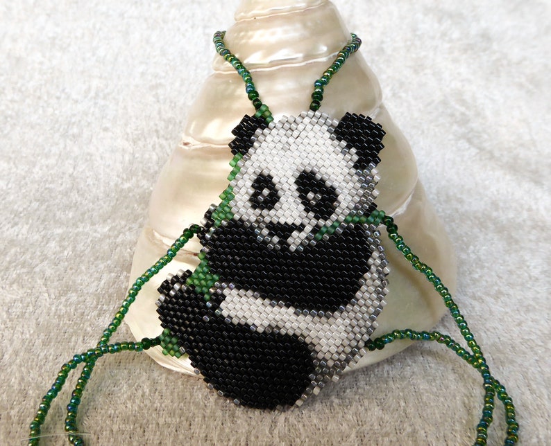 Cute PANDA. Elastic animal beadwork slave bracelet. Beaded finger jewelry. Finger bracelet. Hand jewelry. Ring bracelet. Hand bracelet. image 2