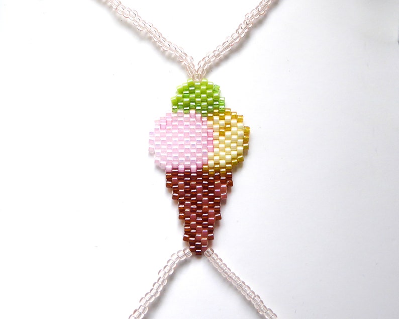 Ice Cream beadwork. Elastic slave bracelet. Different Delica beads. Rosaline transparent seed beads. Beaded Hand jewelry. Ring bracelet. image 6