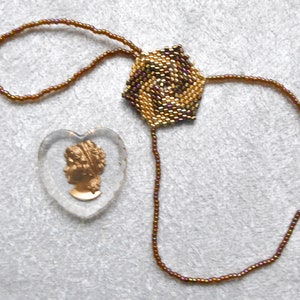 Hexagonal spiral beadwork. Elastic slave bracelet. Gold iris metallic delica beads. Beaded hand finger jewelry. Hand jewelry. Ring bracelet. image 4