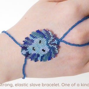 Cute modern style of a LION. Elastic animal slave bracelet. Beadwork with different delica seed beads. Hand chain. Ring bracelet. image 1