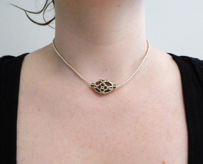 Natural JASPER Fabergé egg gemstone necklace. Beadwork crystal collar. Semi precious stone beaded choker. Beadwork statement necklace. image 3