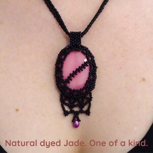 Genuine pink JADE. Reversible Gemstone necklace. Freshwater pearl. Crystal collar. Semi precious stone bib. Beaded Statement necklace.