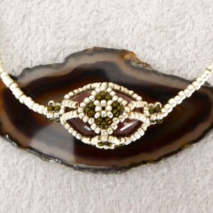 Natural JASPER Fabergé egg gemstone necklace. Beadwork crystal collar. Semi precious stone beaded choker. Beadwork statement necklace. image 5