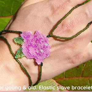 Rose beadwork. Elastic slave bracelet. Beaded Hand finger jewelry, Finger bracelet, Hand jewelry, Ring bracelet, Hand bracelet, Hand chain image 1