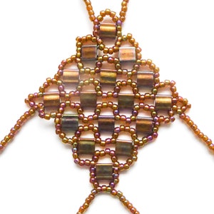Gold iris rainbow Tila beads. Elastic slave bracelet. Gold luster dark topaz rainbow seed beads. Beaded Finger bracelet. Hand jewelry. image 6