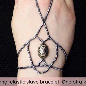 Nickel free silver metal bubble. Elastic slave bracelet. Beaded Hand finger jewelry. Finger bracelet. Hand jewelry. Ring bracelet Hand chain