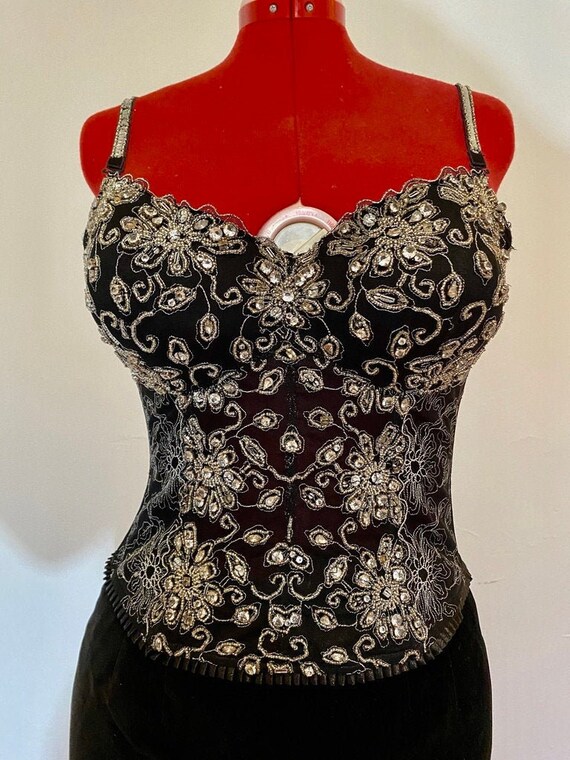 90s sheer beaded bustier top