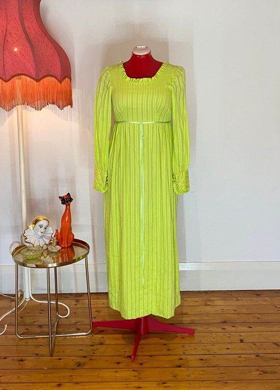 70s apple green prairie dress