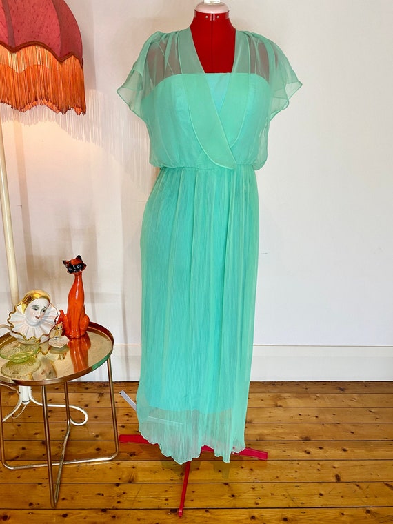 70s sheer mint green dress
