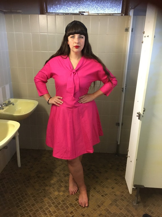 Vibrant Fuchsia 80s Sailor Dress