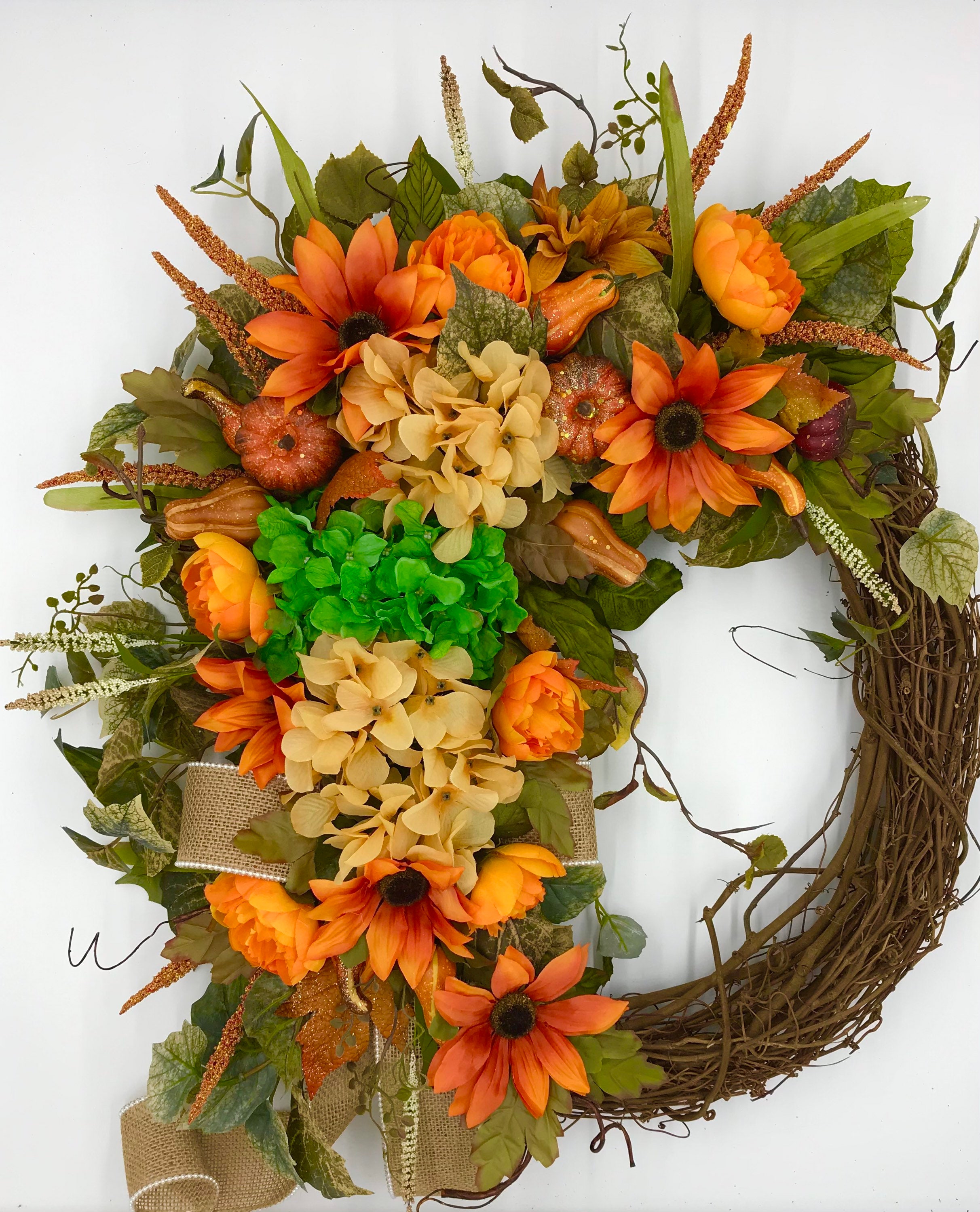 Etsy Thanksgiving Wreath Fall Flowers Grapevine Wreath Etsy